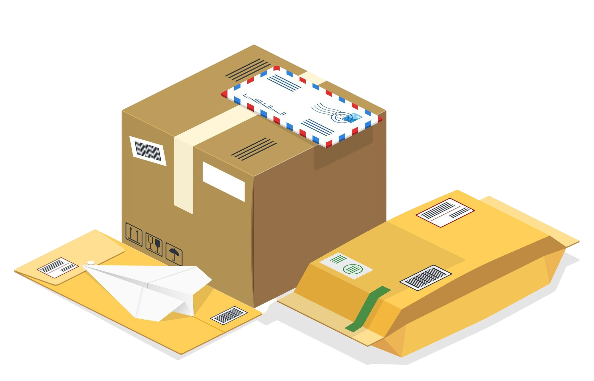 isometric-postal-parcels-mails